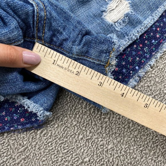 Carmar High Rise Rolled Cuff Jean Shorts Women's 26 Distressed Cotton Denim Blue - Picture 10 of 11